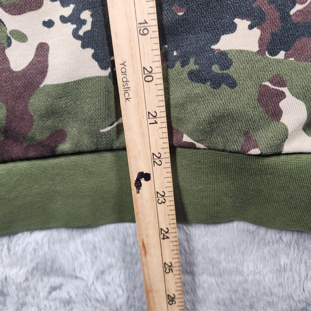 Adidas Originals Hoodie Youth Large Green Camo Trefoil Logo Pullover Fleece - Picture 10 of 11